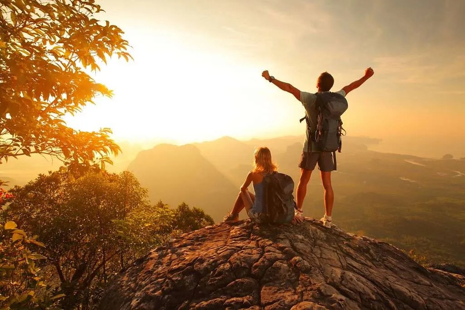 Hikers at sunrise