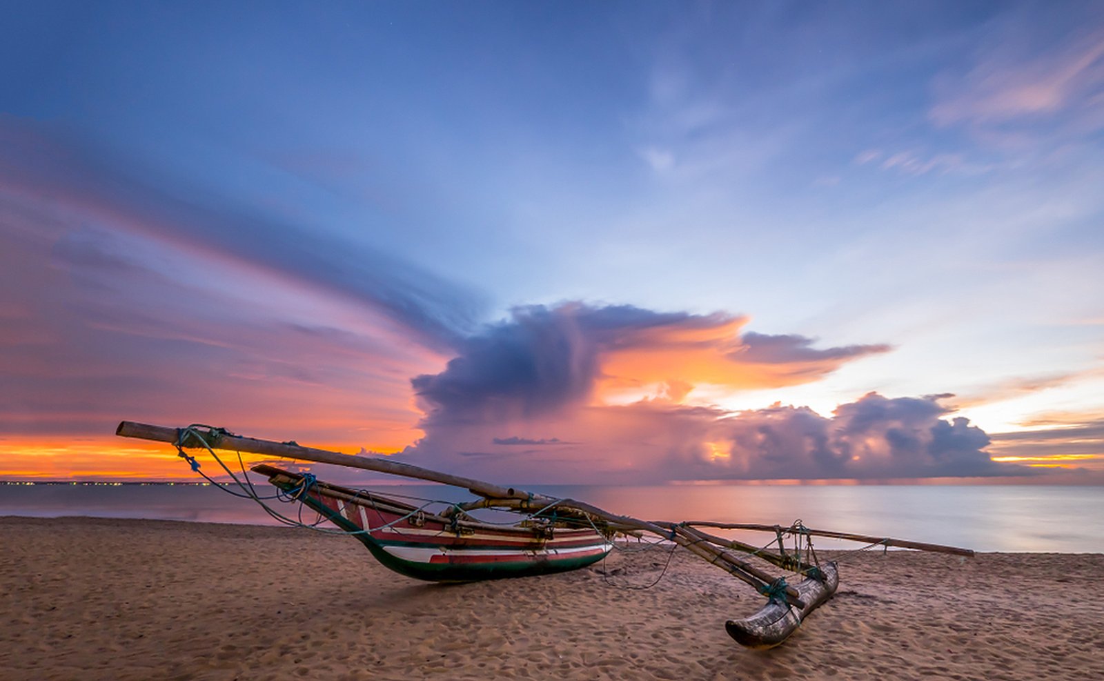Outrigger boat at sunset, Negombo